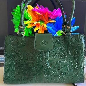 Patricia Nash Elegant Green Embossed Handbag NWOT